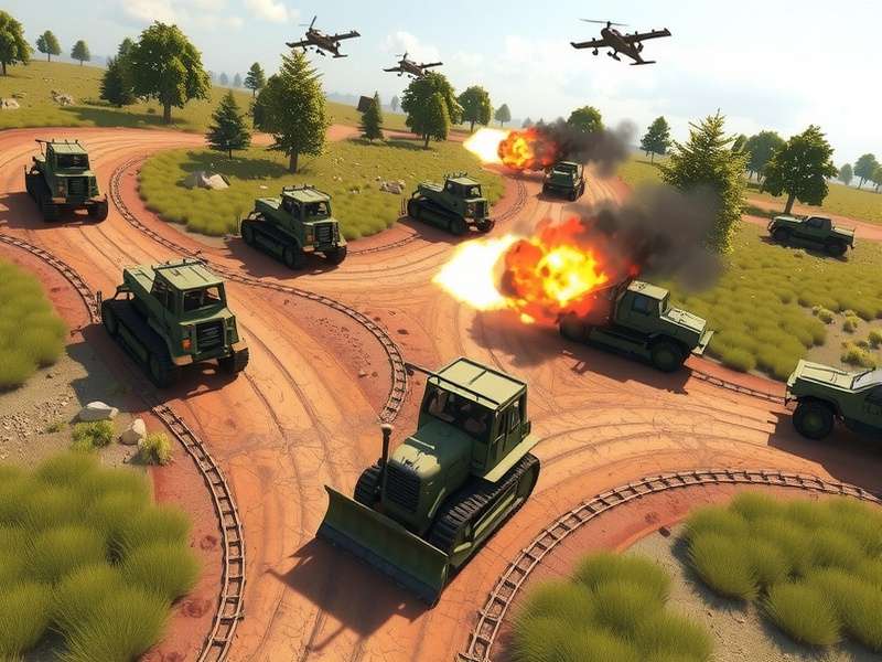 Bulldozer Warzone gameplay screenshot showing multiple vehicles in combat